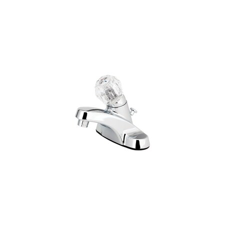 Homepointe Lavatory Faucet With Plastic Pop Up, Single Acrylic Handle, Chrome 242109