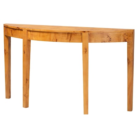 Bali & Pari Jihan Modern and Contemporary Natural Real Burl Wood Half-Moon Large Console Table 253-14028-ZORO