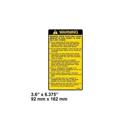 Clark REPLACEMENT DECAL, SAFETY INSTRUCTIONS 2387649