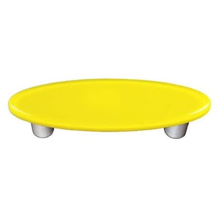 Palacedesigns Canary Yellow Oval Glass Cabinet Pull - Aluminum Post PA169245