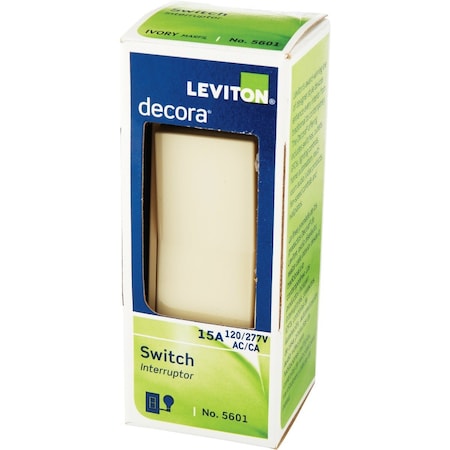 Leviton Decora Residential Grade 15 Amp Rocker Single Pole Switch Ivory S11-5601-2IS