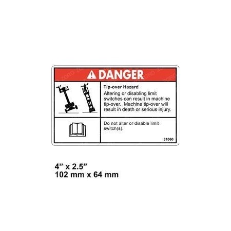 Genie REPLACEMENT DECAL, TIP OVER HAZARD 31060GT