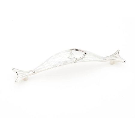 Schaub 4-1/2in Center to Center Mother of Pearl Fish Cabinet Pull Polished Nickel Finish 850-MOP-PN