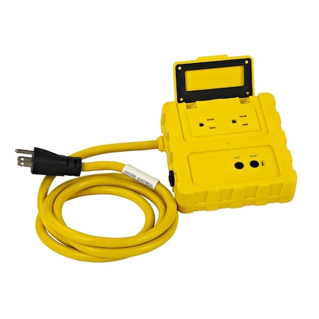 Alert Reel Mfg ShockStopper Portable Ground Fault Circuit Interrupter, 6' 12/3 SJTW, 2 Breaker Protected Outlets 4115-6GFCI