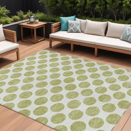 Homeroots 9' X 12' Sage And Ivory Polka Dot Washable Indoor Outdoor Area Rug 614867