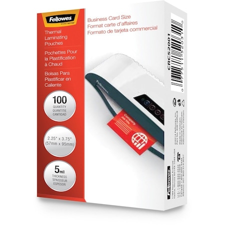 Fellowes Laminating Pouch, Card, 5 mil, PK100 52031