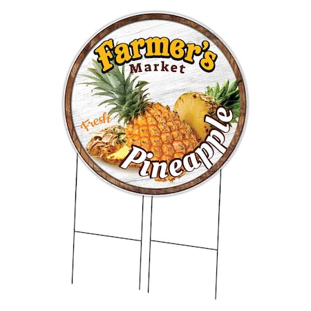 Signmission Farmers Market Pineapple Double Sided Corrugated Plastic Circle Yard Sign, C-36-CIR-DS-WS-Pineapple C-36-CIR-DS-WS-Pineapple