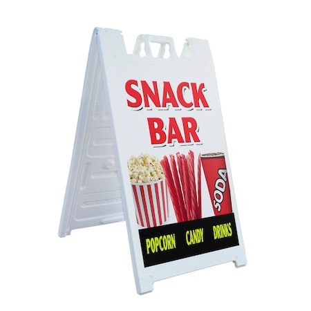 Signmission Snack Bar, A-Frame & 2 Decals Installed, Heavy-Duty Plastic Frame SBHD-D-2436-Snack Bar