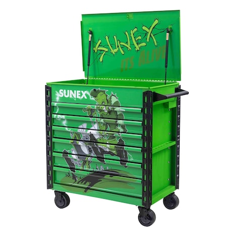 Sunex Tony Squindo “Its Alive in Premium Full Drawer Service Cart - Lime Green 8057XTLGALIVE