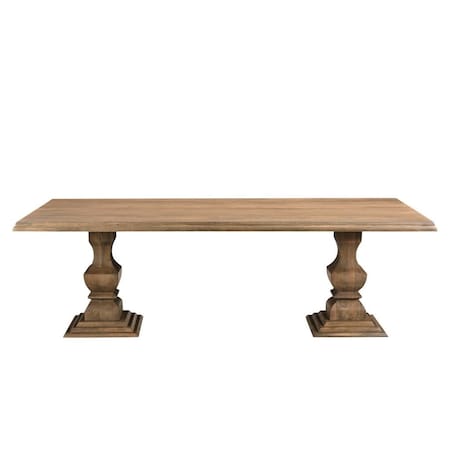 Homeroots 96" Brown Solid Wood Double Pedestal Base Dining Table 565238