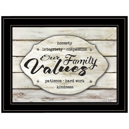 Homeroots Our Family Values 3 Black Framed Print Wall Art 404766