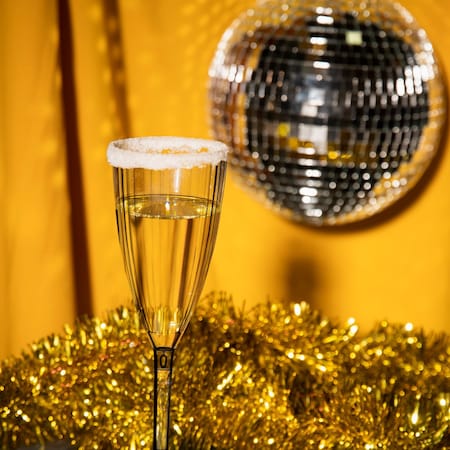 Smarty Had A Party 8 oz Clear Stripe Round Disposable Plastic Champagne Flutes 48 Champagne Flutes, 48PK 1708-CASE
