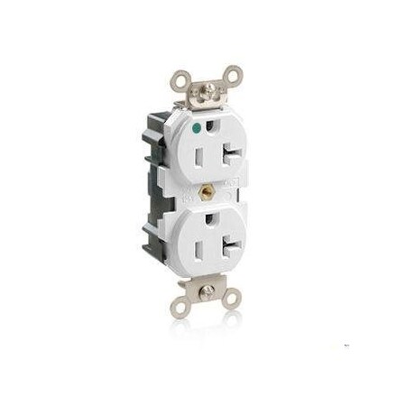 Leviton Straight Blade Receptacle, 5-20R, 20 A, 125V AC, Flush Mount, Self-Grounded MT830-W