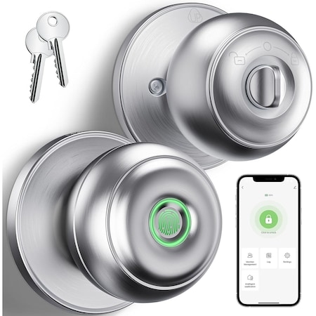 Wrightmaster 3 in 1 Aluminum Smart Lock Deadbolt with App Biometric Door Knob, Keyless Entry Door Lock with Hand ZR-K11-S