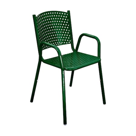 Leisure Craft 31 5/8" Tall Dining Height Stackable Perforated Chair, Black Green C1-PERF-BLACK GREEN