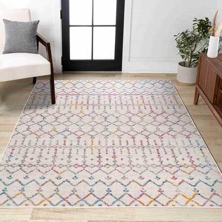 Jonathan Y Moroccan HYPE Boho Vintage Diamond Ivory/Multi 8 ft. x 10 ft. Area Rug MOH101E-8