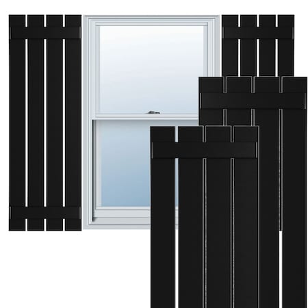Ekena Millwork True Fit PVC Four Board Spaced Board-n-Batten Shutters, Black , 23W x 37H, PR TFP101SBF23X037BL