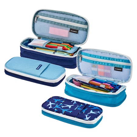Its Academic Expanding Pencil Case, For Office & School Supplies, Travel Organizer Bag, High Capacity 2-Pack 24362-JTBL-2PK