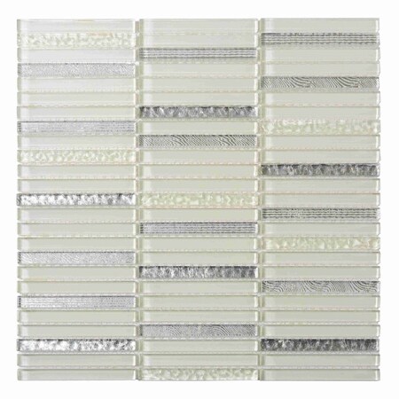 Apollo Tile White 11.8 in x 11.8 in Glass Glossy Floor and Wall Mosaic Tile 4.83 sqft/case, 5PK APLCAS88016A