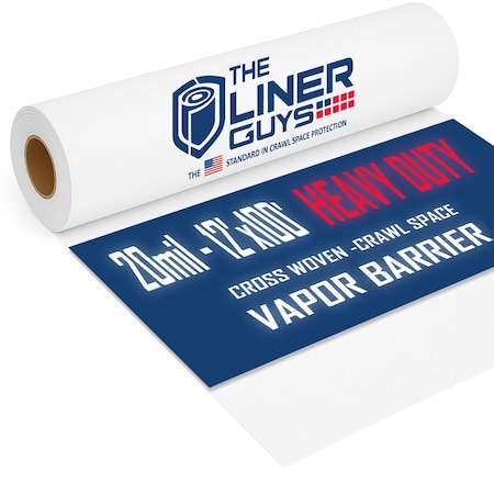 The Liner Guys EXTREME DUTY 20 Mil Crawl Space Vapor Barrier, 12' x 100', Woven Polyethylene Sheeting, 28PK 805971