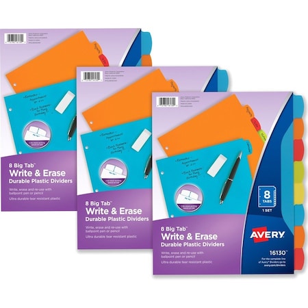 Avery Big Tab Write and Erase Plastic, PK3 21210