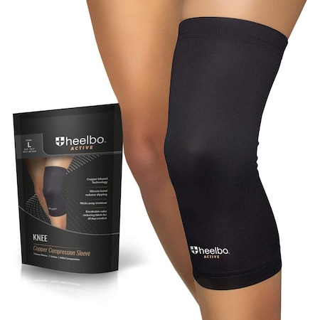 Heelbo Knee Copper Compression Sleeve - Black - Large 630-6560-0123