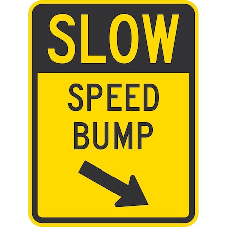 Lyle Slow Speed Bump (with Down Arrow Pointing Right), 18x24, High Intensity Prismatic, Yellow G-10445-HI_18x24