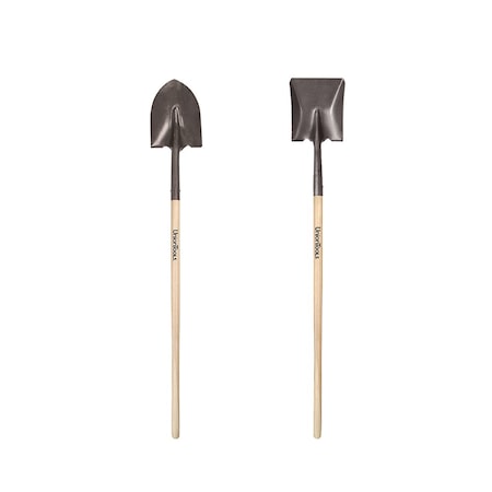 Union Tools Round Point & Square Point Shovel, Digging Set, Steel Blade, Wood Handle 10000-07546