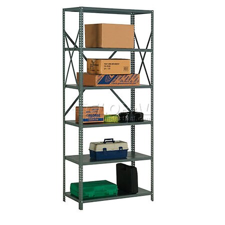 Global Industrial 6 Shelf, Open Steel Shelving, 48"W x 30"D x 85"H, Starter, 18 GA, Gray 562205A