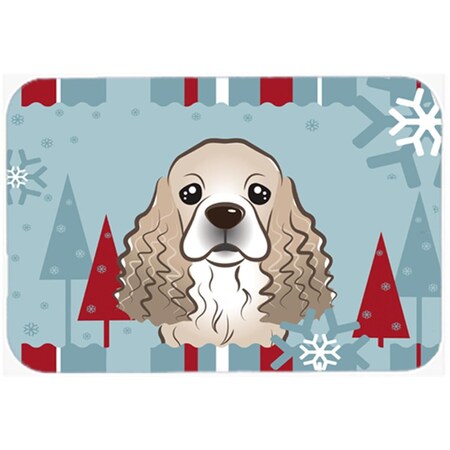 Carolines Treasures Winter Holiday Cocker Spaniel Glass Cutting Board- Large BB1712LCB