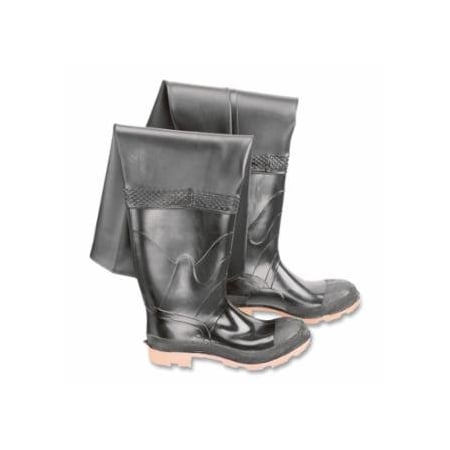 Dunlop Protective Footwear Storm King Steel Toe Thigh Waders, Men's 6, 27 in, Polyester/PVC, Black/Brown 868-8604900.06