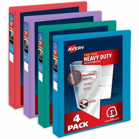 Avery Binder, Assorted Bright Colors, PK4 79630