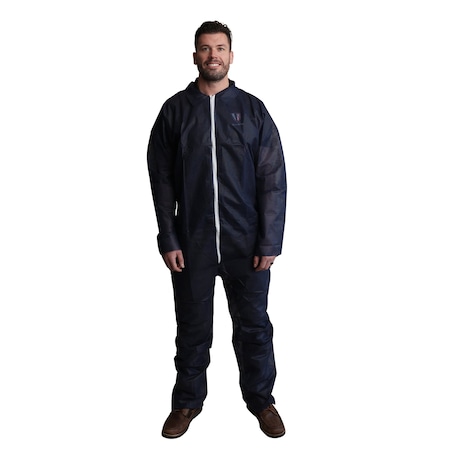 Vguard Spunbond Polypropylene Coverall, 28gsm, Blue, Open Wrists & Ankles, 4XL, 25PK BC11A27