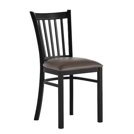 Flash Furniture HERCULES Black Ladder Back Metal Restaurant Chair - Mocha Vinyl Seat XU-DG-6Q2B-VRT-MCHV-GG