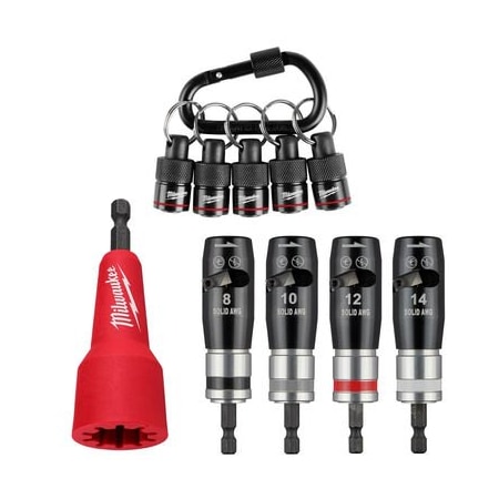 Milwaukee Hand Trucks 4PC Solid Wire Stripper Set, Wire Connector Twister, 5PC Bit Holder with Carabiner Bundle MKE-BDL-11540