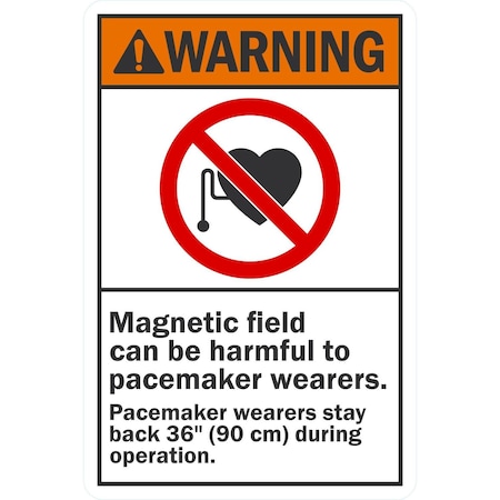 Lyle Warning Magnetic Field Can Be Harmful To Pacemaker, 12x18, Non-Reflective, White G-4812-NA_12x18