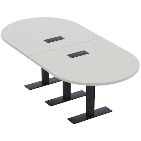 Skutchi Designs 8ft Racetrack Conference Table With Power | Harmony Series | 8 Person Meeting Room Table HAR-RAC-48X96-T.BK-U779-EBLK