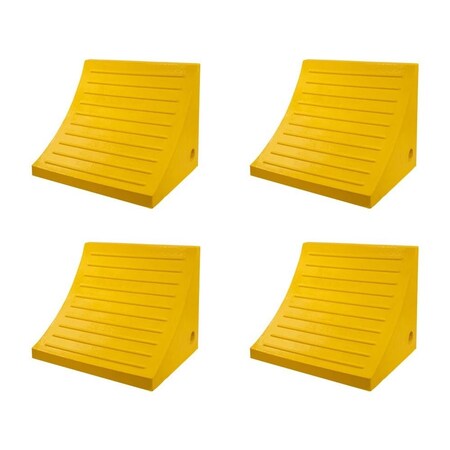 Mytee Products 4PK 15inx10.5inx12in Polyurethane Wheel Chock W/ Mounting Hole 60 Ton Load Capacity, 4PK WC-PU-MDx4