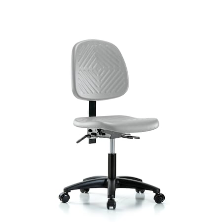 Blue Ridge Ergonomics Polyurethane Chair - Desk Height with Medium Back & Casters in Gray Polyurethane PDHCH-MB-RG-T0-A0-RC-GRY