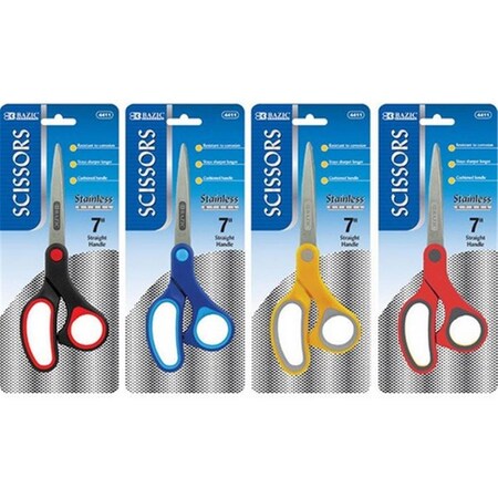Bazic Products Bazic 7 Soft Grip Stainless Steel Scissor, 24PK 4411