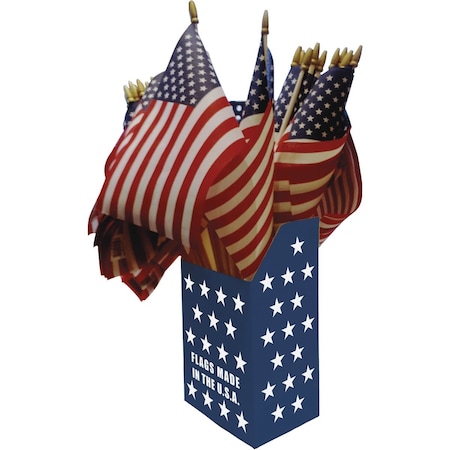 Valley Forge 8''x12'' Polycotton American Stick Flag Counter Display, 48-Piece 48SFD-DIB