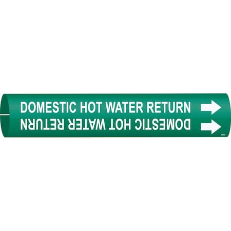 Brady Snap-On Pipe Marker: DOMESTIC HOT WATER RETURN, Fits Pipes 4in Dia. Thru 6in Dia. 4317-D