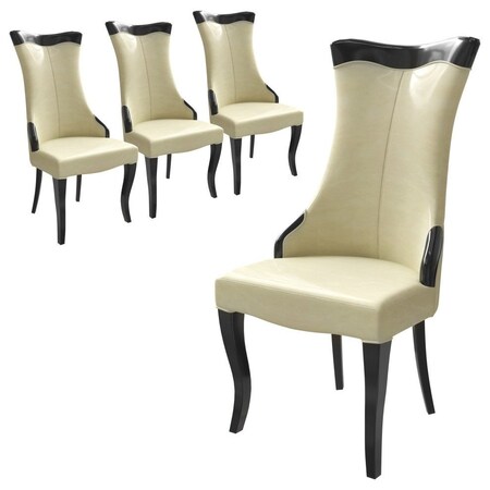 Leisuremod Novara Collection Modern Wooden Dining Chair in Light Cream, 4PK NC20CR4