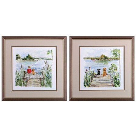 Homeroots Set Of Two Lake Bronze Framed Print Wall Art, 2PK 476039