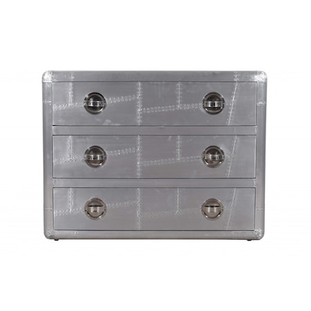 Homeroots 42" Silver Aluminum Three Drawer Dresser 489224