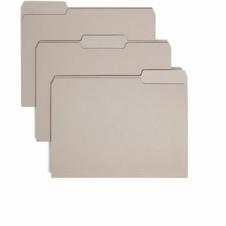 Smead INTERIOR FILE FOLDERS, 1/3-CUT TABS, LETTER SIZE, GRAY, 100PK 10251