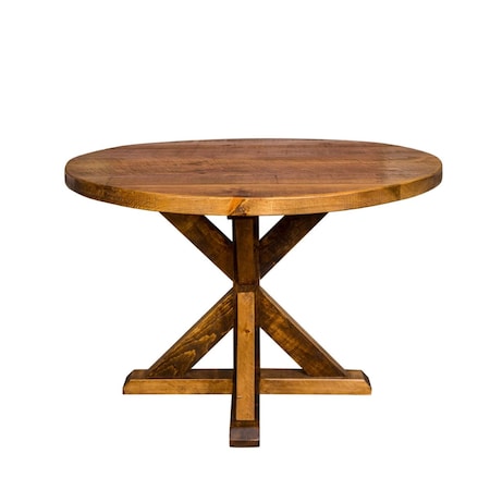 Homeroots 42" Brown Rounded Solid Wood Trestle Base Dining Table 518604