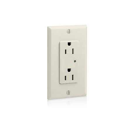 Leviton Surge Protector Receptacle, 15 Amp, 125 Volt, 5-15R NEMA, Light Almond 5280-T