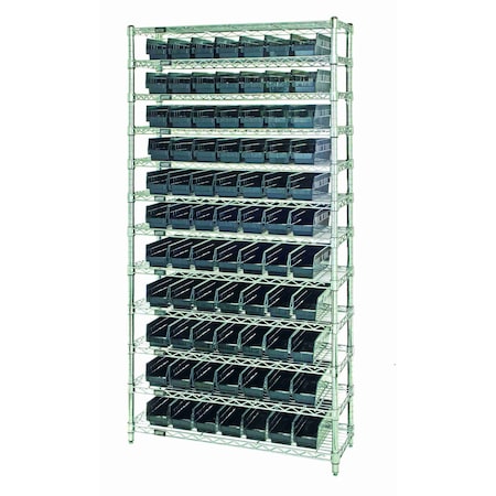 Quantum Storage Systems WIRE SHELVING UNIT W/88 CONDUCTIVE BINS WR12-103CO