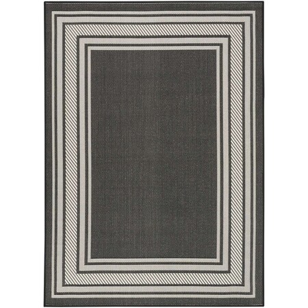 Homeroots 6' X 9' Black Geometric Indoor Outdoor Area Rug 572869